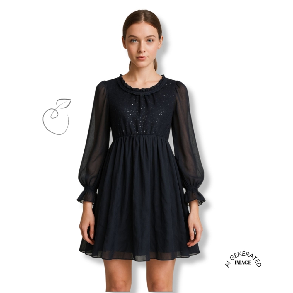 FORLA PARIS SEQUIN CHIFFON DRESS SZ M